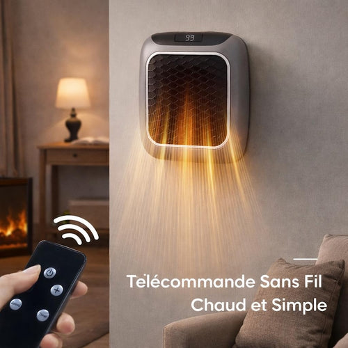 800W Mini Wall Heater with Remote & LCD Display – Fast Heating, Compact Design, and Safe Operation